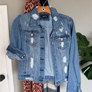 Rue21 Distressed Light Blue Jean Jacket